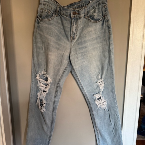 Old Navy Blue Boyfriend Jeans Distressed Style - Picture 1 of 9